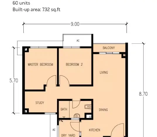 irama condo layout 2 bedroom