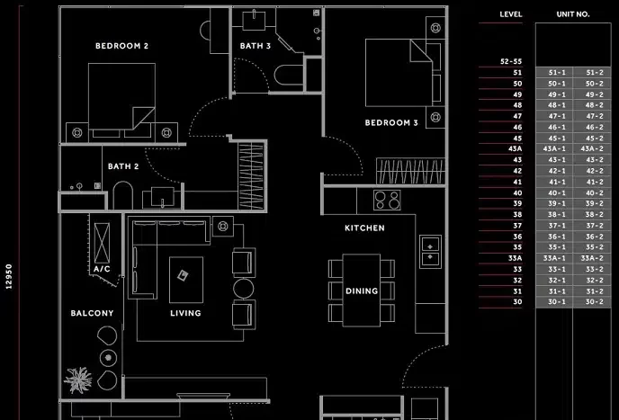 marriott residence penang layout type 3A 1291sf