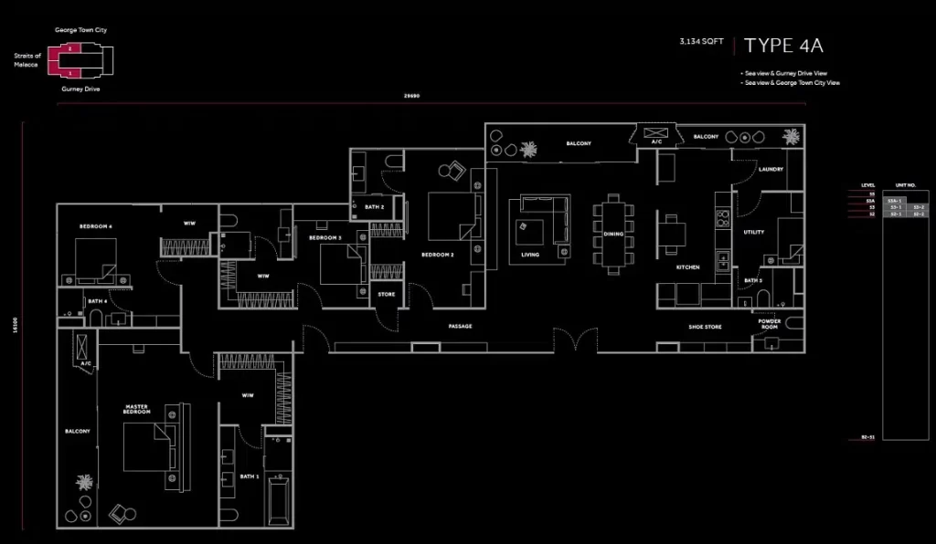 marriott residence penang layout type 4A 3134sf