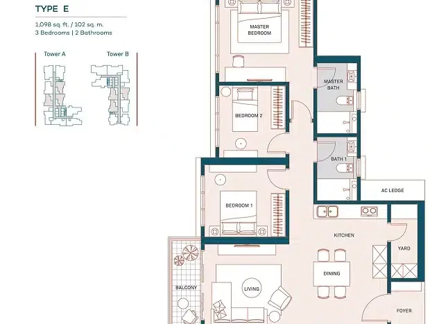 the muze layout type E 1098sf