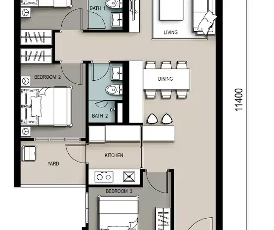 sinaran residence penang layout B 883sf